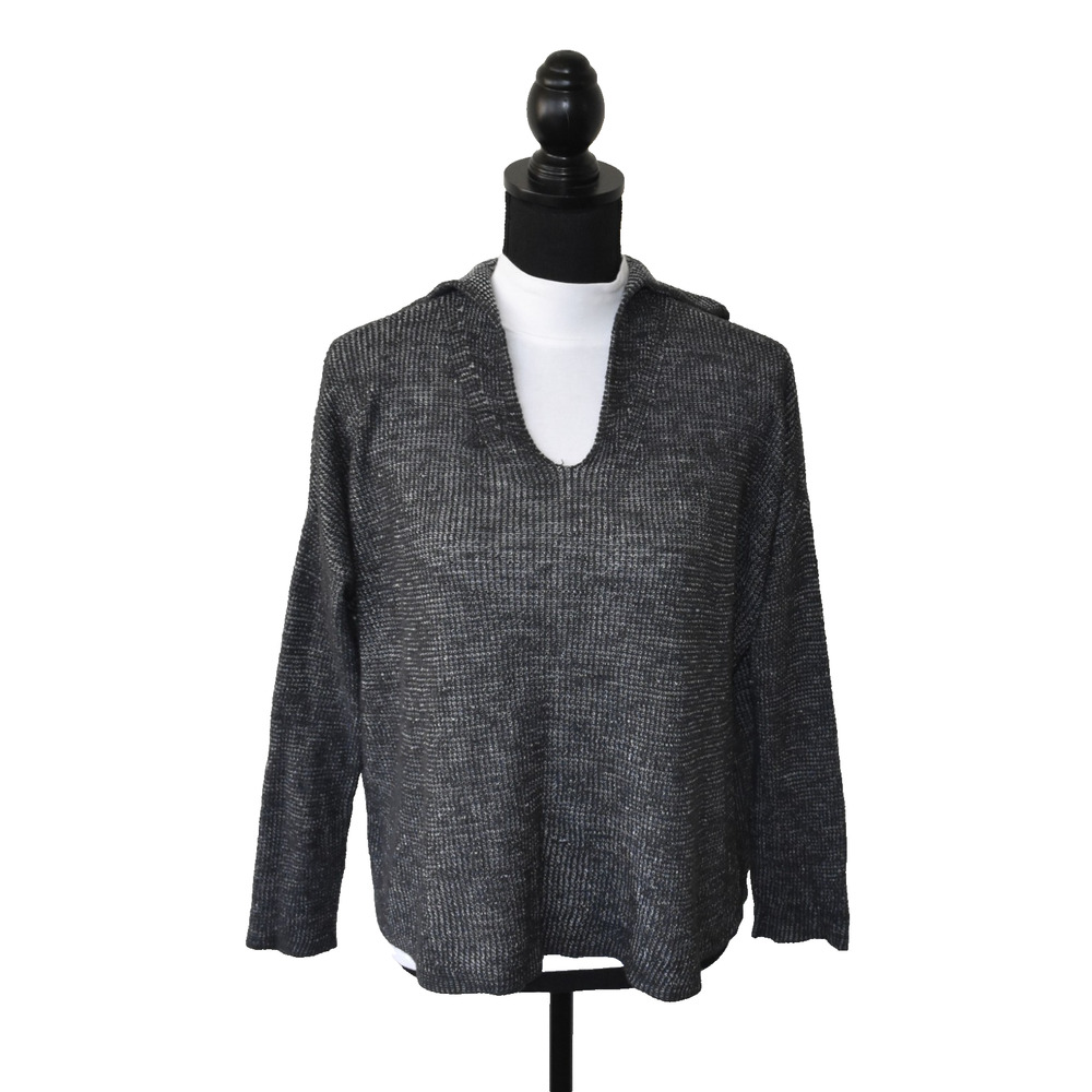 A5 Auth EILEEN FISHER Organic Linen Organic Cotton 2 Tone Box Top Sweater Size S - Picture 2 of 8